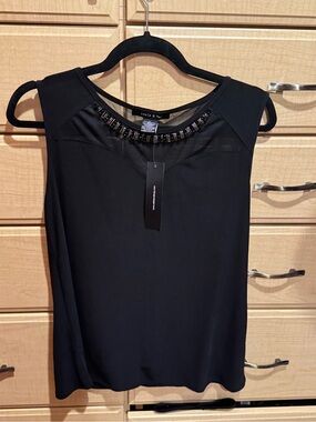 Adele & May Black Sleeveless Beaded Neck Camisole